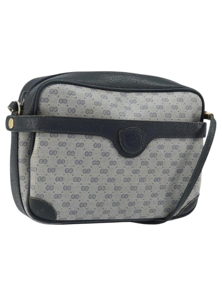 Authentic Gucci Micro Gg Supreme Shoulder Bag Pvc Navy Gold 007 904 0423